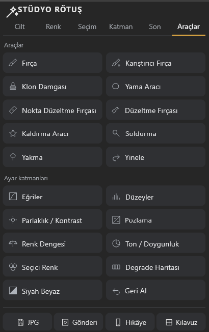 Araçlar ve ayar katmanları