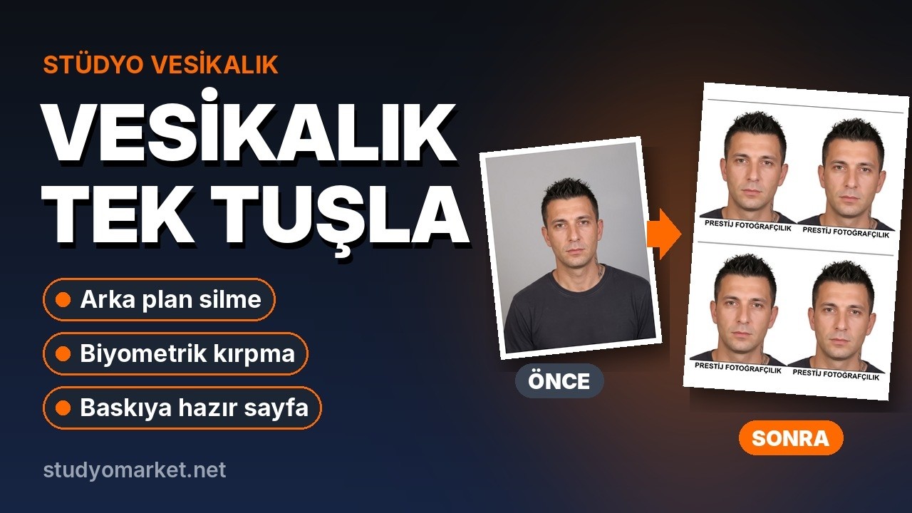 Stüdyo Vesikalık  Arka Plan Silme, Biyometrik Kırpma ve Baskı Tek Tuşla – Fotoğraf Stüdyosu Programı