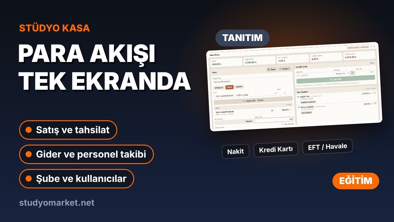 Fotoğraf Stüdyosu Kasa Programı | Stüdyo Kasa Tanıtım ve Kullanım Eğitimi