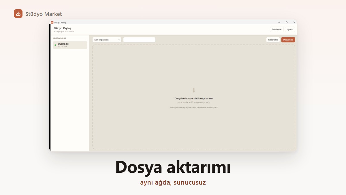 Stüdyodaki bilgisayarlar arasında büyük dosya aktarımı